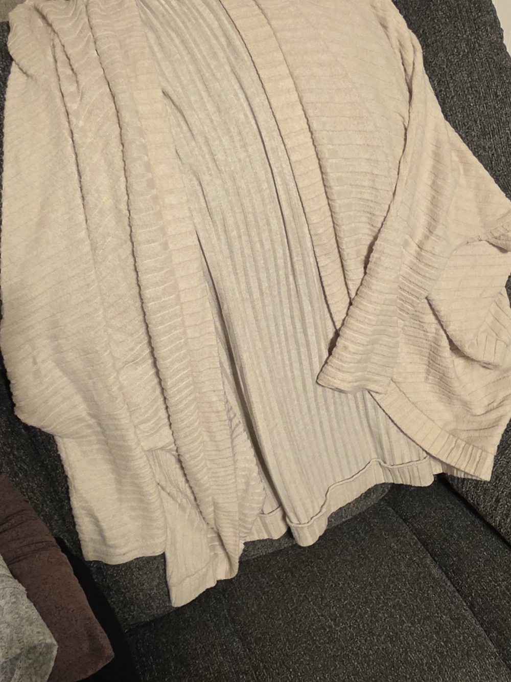 SHEIN Light Beige Ribbed Open-Front Cardigan